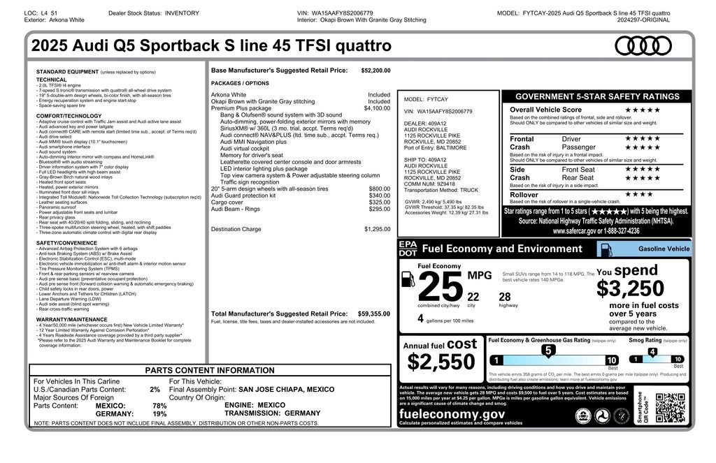 2025 Audi Q5 Sportback 45 S line Premium Plus quattro