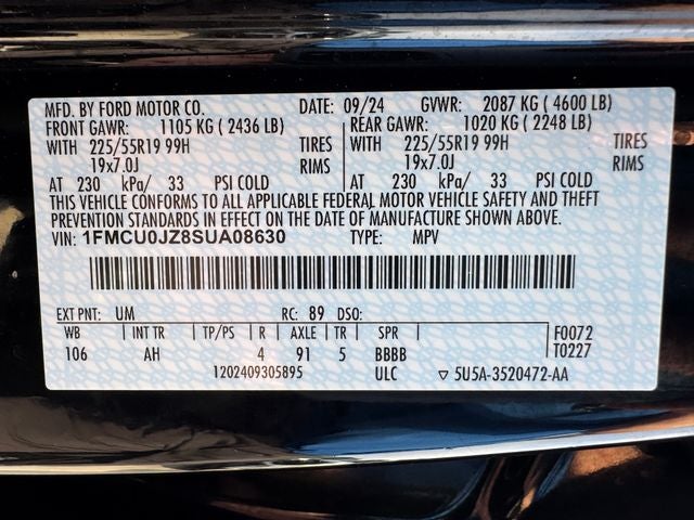 2025 Ford Escape Hybrid Platinum | Premium Tech Pkg | 360 Camera | Head-Up Display