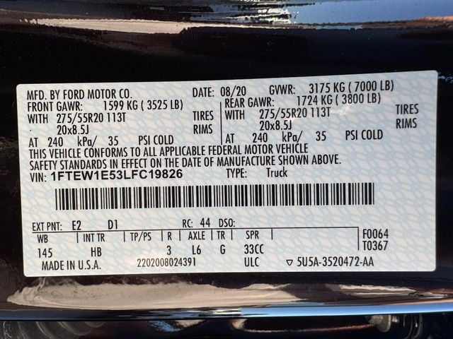 2020 Ford F-150 Lariat | Pano Sunroof | Tech Pkg | Tow Pkg