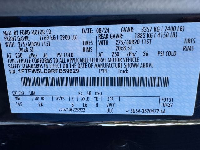 2024 Ford F-150 Lariat | Hybrid | Black Pkg | Pano Roof | 360 Camera