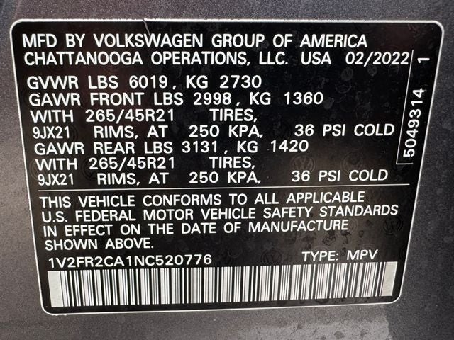 2022 Volkswagen Atlas 3.6L V6 SEL Premium R-Line | Pano Roof | Heated Seats | AWD