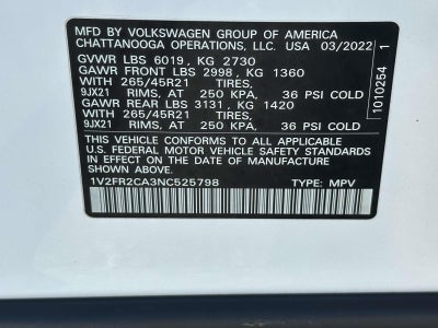 2022 Volkswagen Atlas 3.6L V6 SEL Premium R-Line