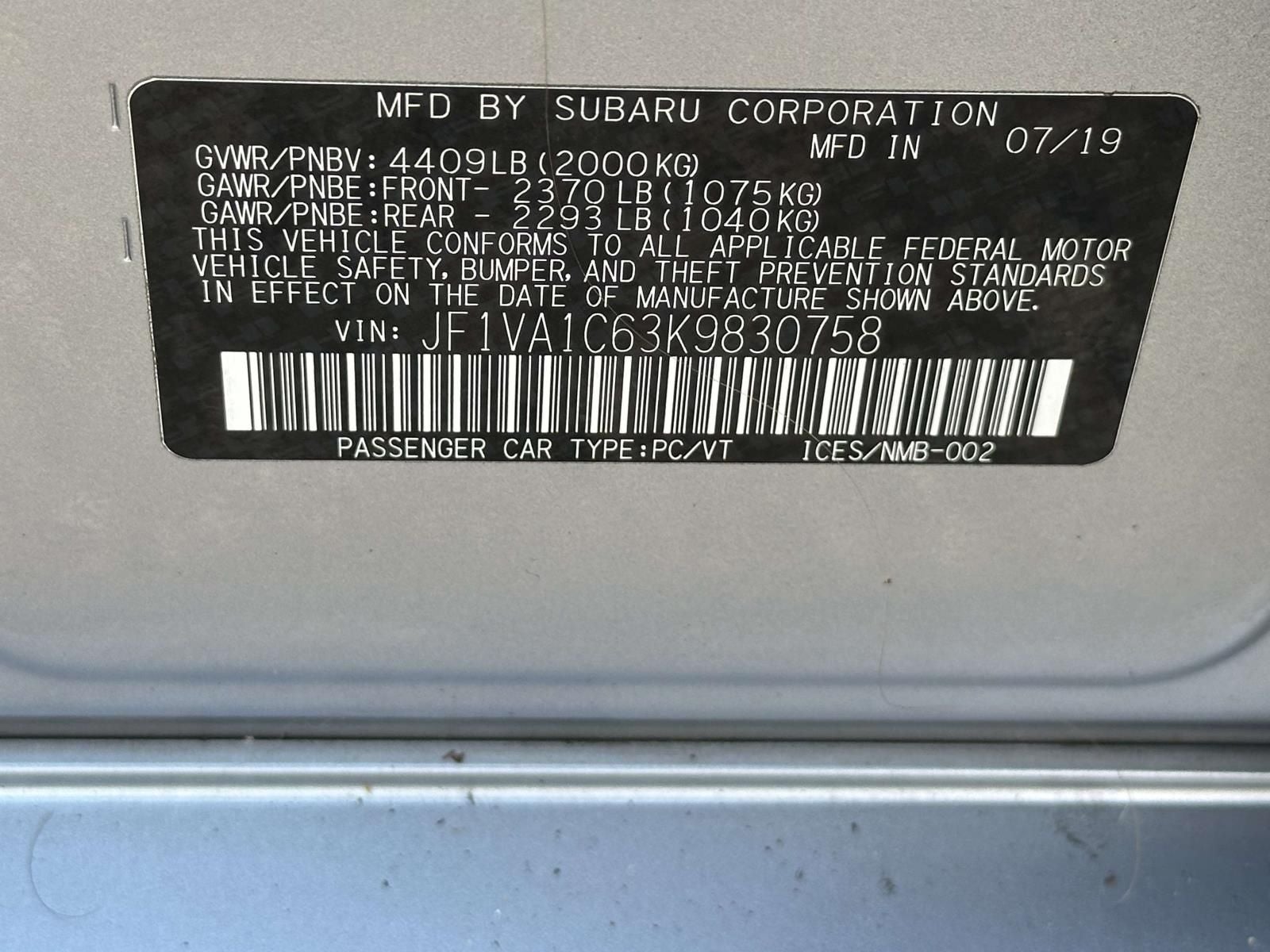 2019 Subaru WRX Premium