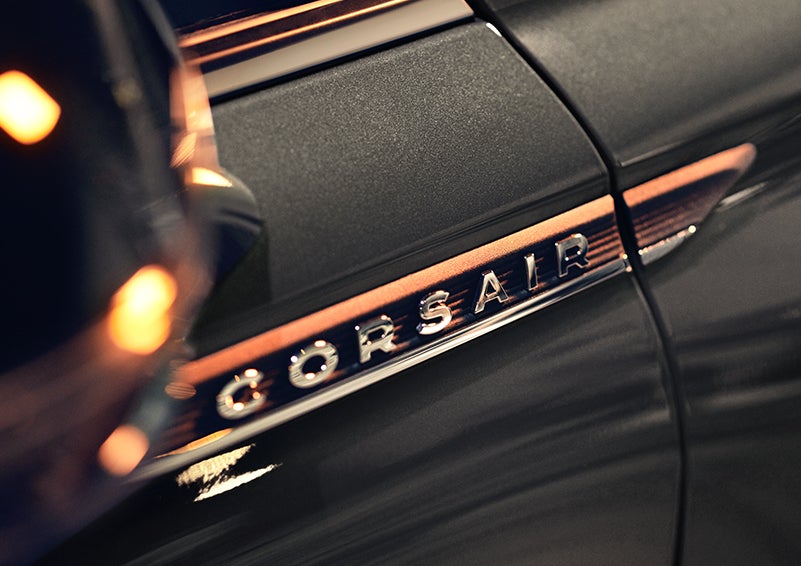 The stylish chrome badge reading “CORSAIR” is shown on the exterior of the vehicle. | Ted Britt Chantilly Lincoln in Chantilly VA