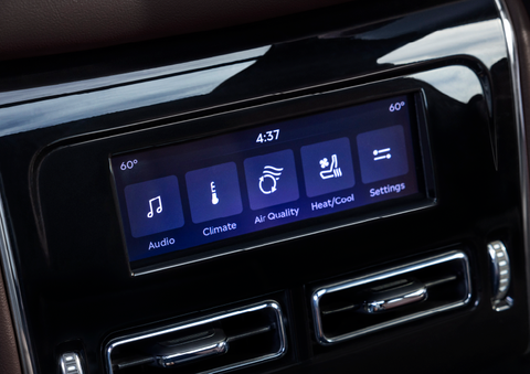 Driver controls like music, temperature, air quality, settings, and heat/cool seats are shown. | Ted Britt Chantilly Lincoln in Chantilly VA