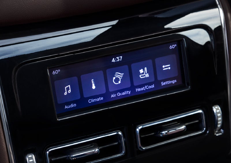 Driver controls like music, temperature, air quality, settings, and heat/cool seats are shown. | Ted Britt Chantilly Lincoln in Chantilly VA