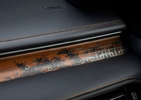 A close-up shot of the 2026 Lincoln Aviator® dashboard with unique black and brown accents and brown stitching | Ted Britt Chantilly Lincoln in Chantilly VA