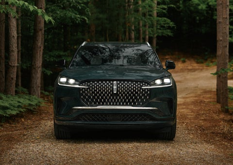 The front grille of a 2027 Lincoln Aviator® Black Label™ SUV is shown. | Ted Britt Chantilly Lincoln in Chantilly VA
