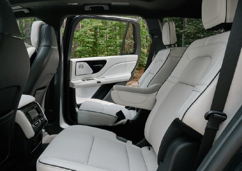A side view of the second row with captain’s chairs in a 2027 Lincoln Aviator® Black Label™ SUV. | Ted Britt Chantilly Lincoln in Chantilly VA